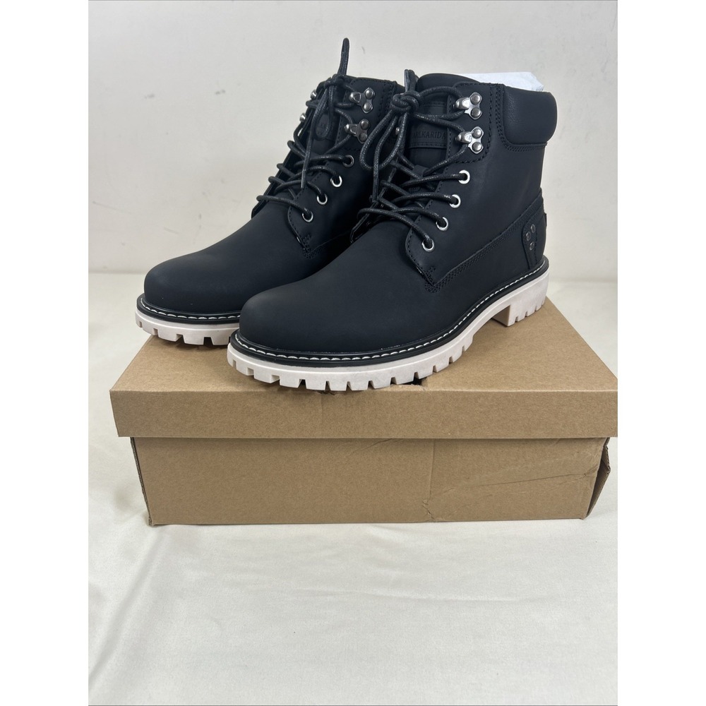 CARLKARIDA Men's Snow Boots Fur Lined Hiking Dark Black Waterproof Sz 8.5 NEW
